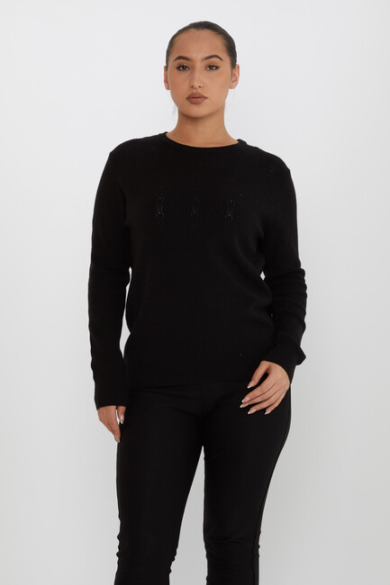 Women's Knitwear Patterned Long Sleeve Black - 31004 | KAZEE - Thumbnail