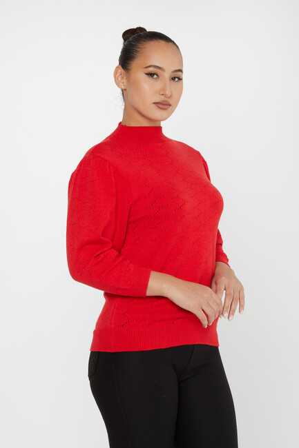 Women's Knitwear Patterned Red - 30341 | KAZEE - Thumbnail