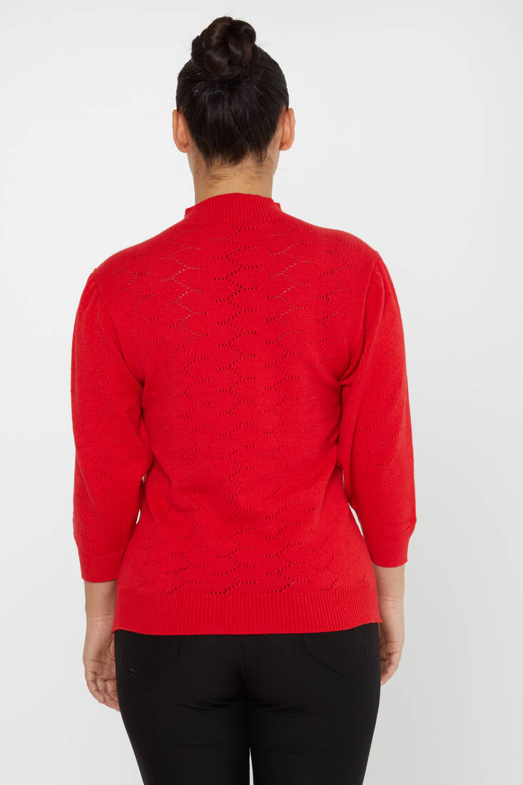 Women's Knitwear Patterned Red - 30341 | KAZEE