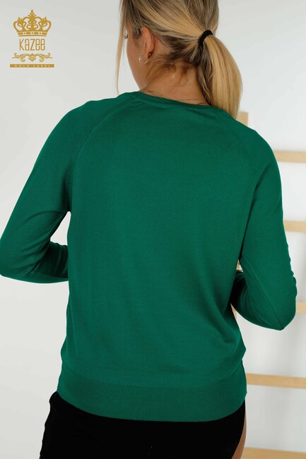 Women's Knitwear Pocket Detailed Green - 30108 | KAZEE - Thumbnail