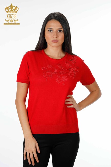 Women's Knitwear Red - Women's Clothing from Istanbul - 16849 | KAZEE - Thumbnail