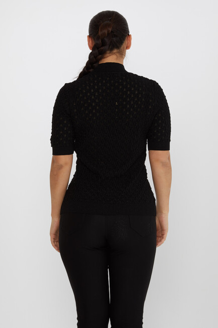 Women's Knitwear Self-Patterned Glittery Black - 30035 | KAZEE - Thumbnail