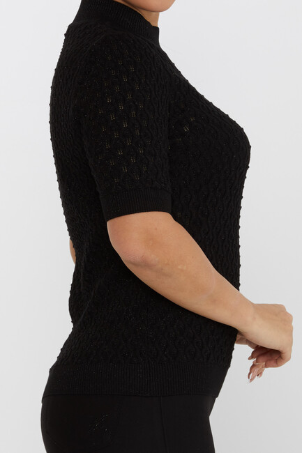 Women's Knitwear Self-Patterned Glittery Black - 30035 | KAZEE - Thumbnail