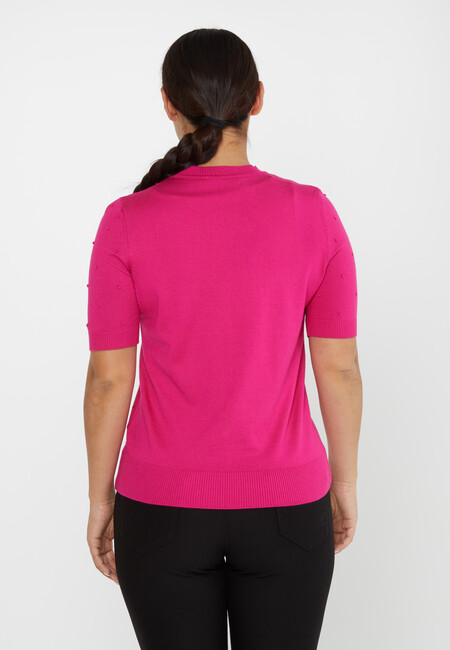 Women's Knitwear Self-Woven American Model Fuchsia - 30131 | KAZEE - Thumbnail