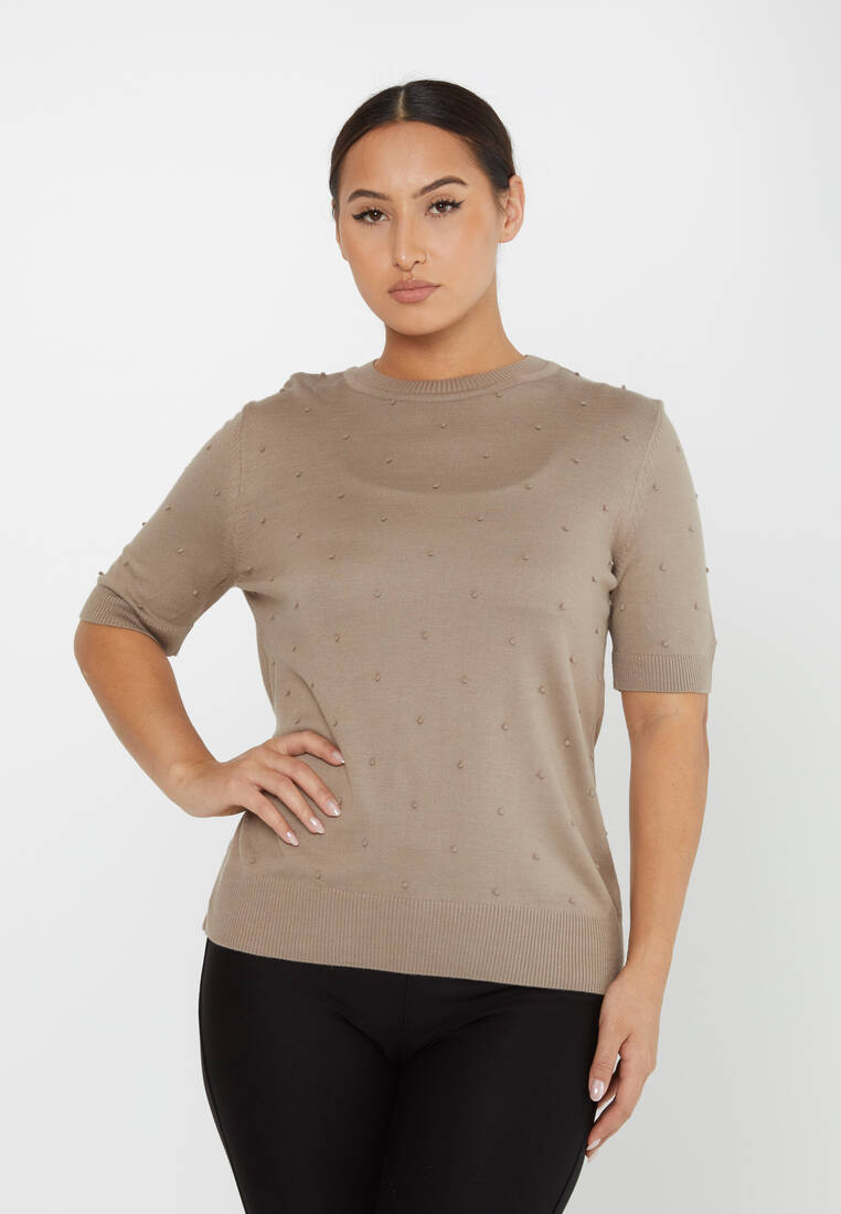 Women's Knitwear Self-Woven American Model Mink - 30131 | KAZEE