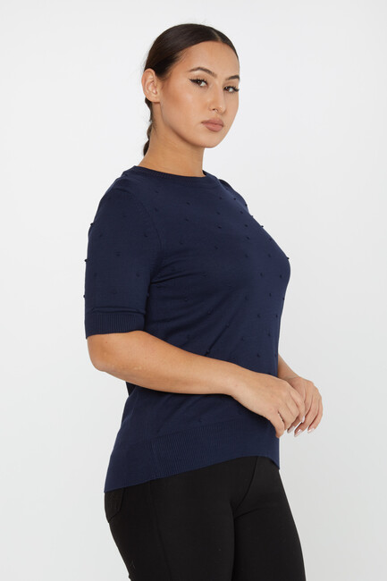 Women's Knitwear Self-Woven American Model Navy Blue - 30131 | KAZEE - Thumbnail