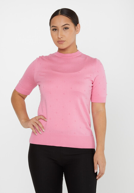 Women's Knitwear Self-Woven American Model Pink - 30131 | KAZEE - Thumbnail