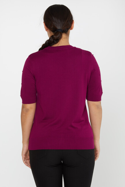 Women's Knitwear Self-Woven American Model Purple - 30131 | KAZEE - Thumbnail