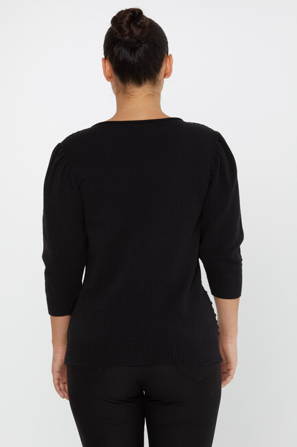 Women's Knitwear Self-Woven Black - 30340 | KAZEE - Thumbnail