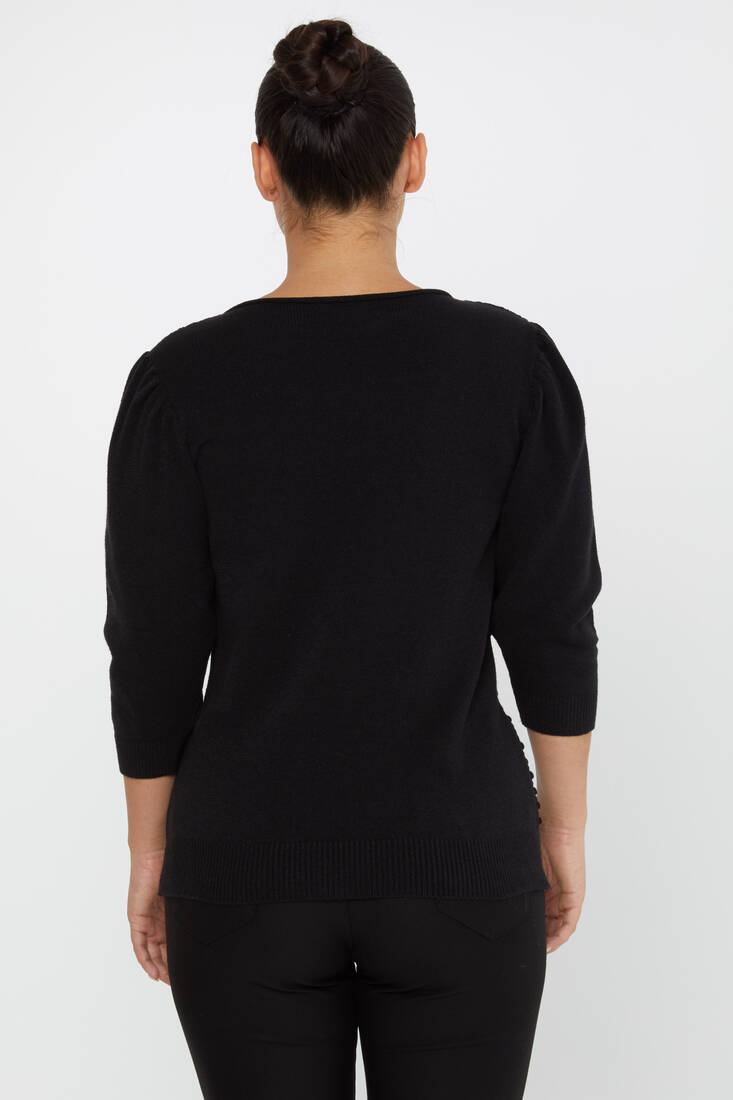 Women's Knitwear Self-Woven Black - 30340 | KAZEE