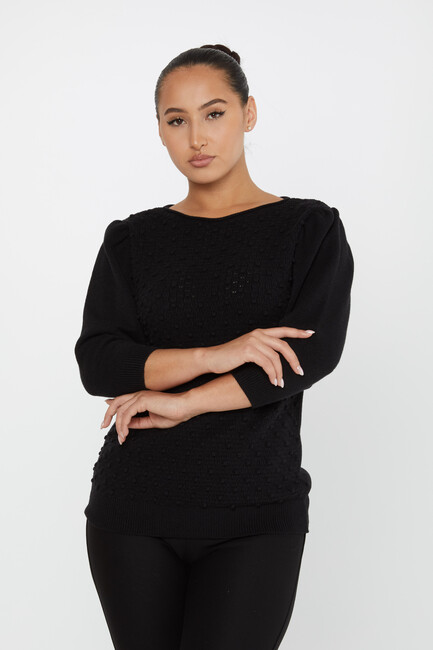 Women's Knitwear Self-Woven Black - 30340 | KAZEE - Thumbnail