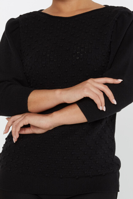 Women's Knitwear Self-Woven Black - 30340 | KAZEE - Thumbnail