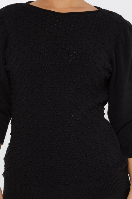 Women's Knitwear Self-Woven Black - 30340 | KAZEE - Thumbnail