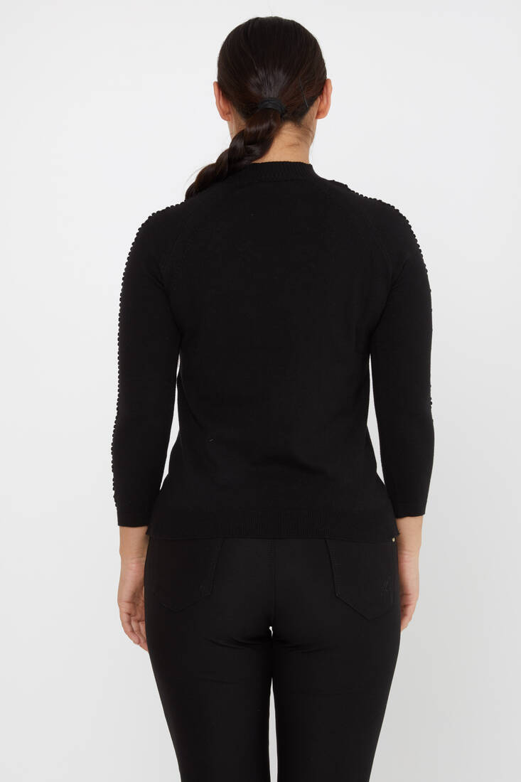 Women's Knitwear Self-Woven Black - 31035 | KAZEE