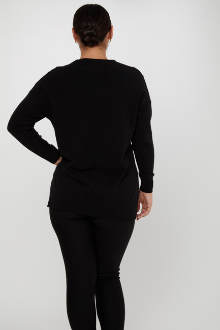 Women's Knitwear Self-Woven Black - 31072 | KAZEE - Thumbnail