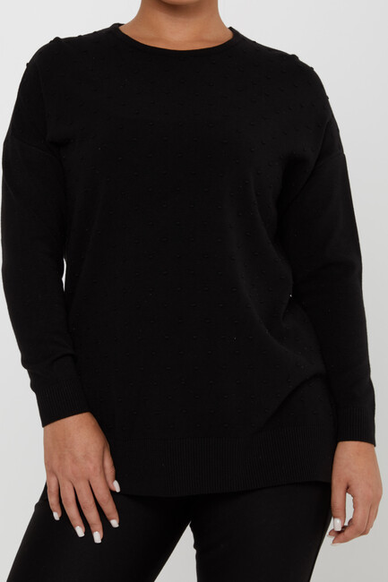 Women's Knitwear Self-Woven Black - 31072 | KAZEE - Thumbnail