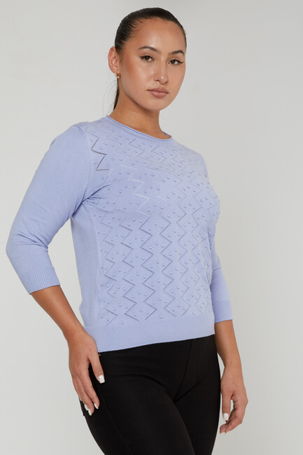 Women's Knitwear Self-Woven Blue - 31239 | KAZEE - Thumbnail