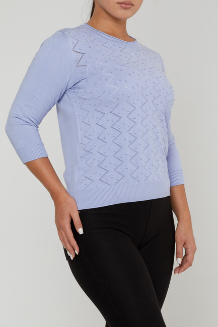 Women's Knitwear Self-Woven Blue - 31239 | KAZEE - Thumbnail