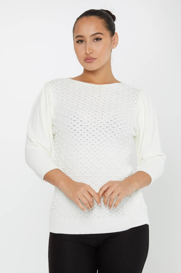 Women's Knitwear Self-Woven Ecru - 30340 | KAZEE