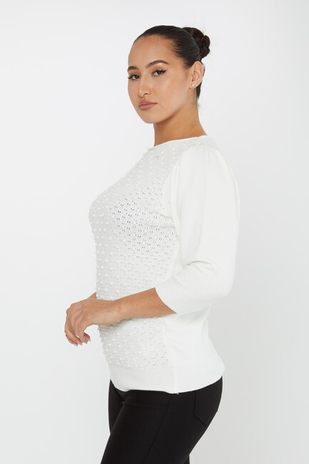 Women's Knitwear Self-Woven Ecru - 30340 | KAZEE - Thumbnail