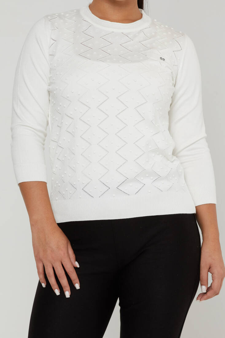 Women's Knitwear Self-Woven Ecru - 31239 | KAZEE