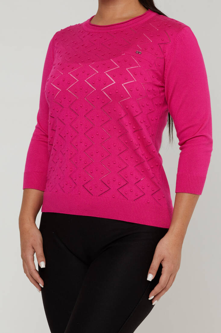 Women's Knitwear Self-Woven Fuchsia - 31239 | KAZEE