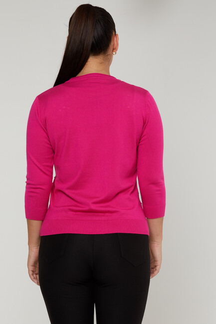 Women's Knitwear Self-Woven Fuchsia - 31239 | KAZEE - Thumbnail