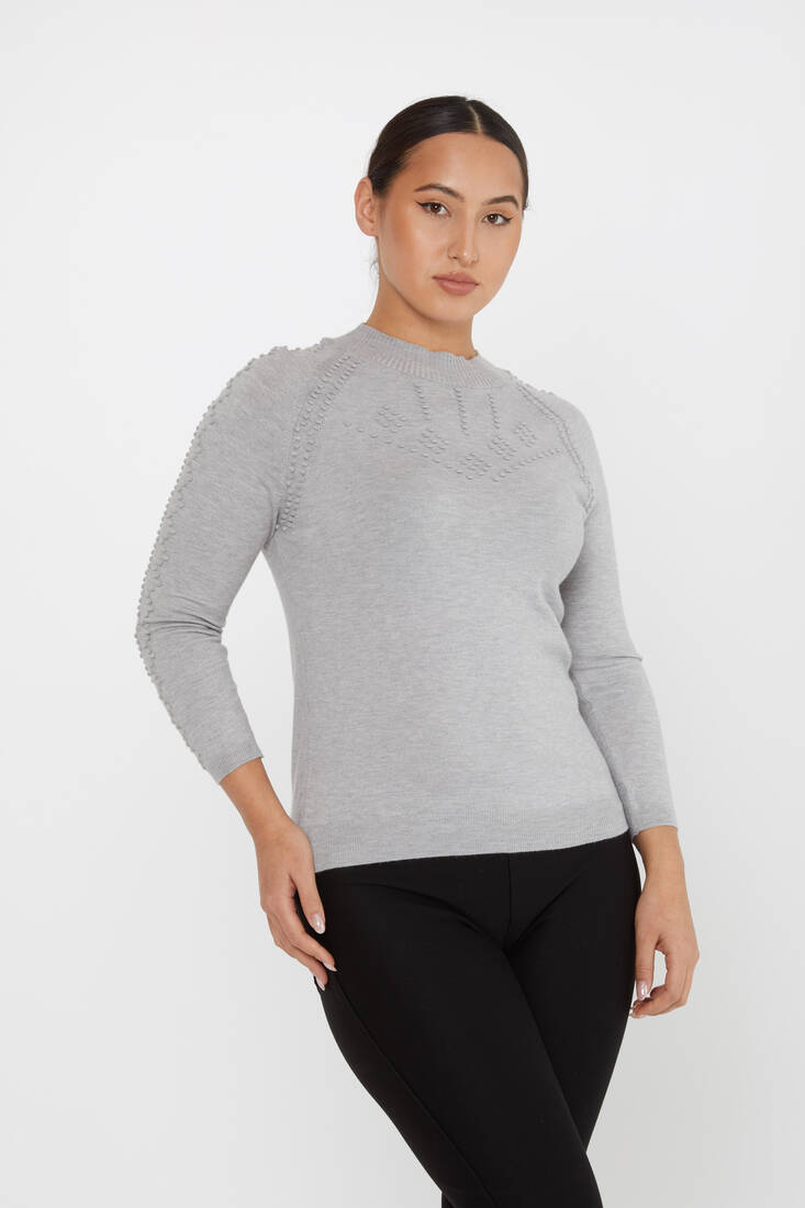 Women's Knitwear Self-Woven Gray - 31035 | KAZEE