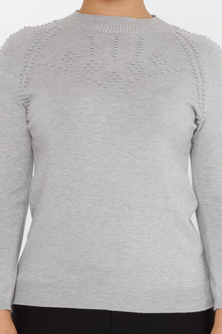 Women's Knitwear Self-Woven Gray - 31035 | KAZEE - Thumbnail