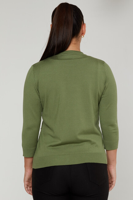 Women's Knitwear Self-Woven Khaki - 31239 | KAZEE - Thumbnail