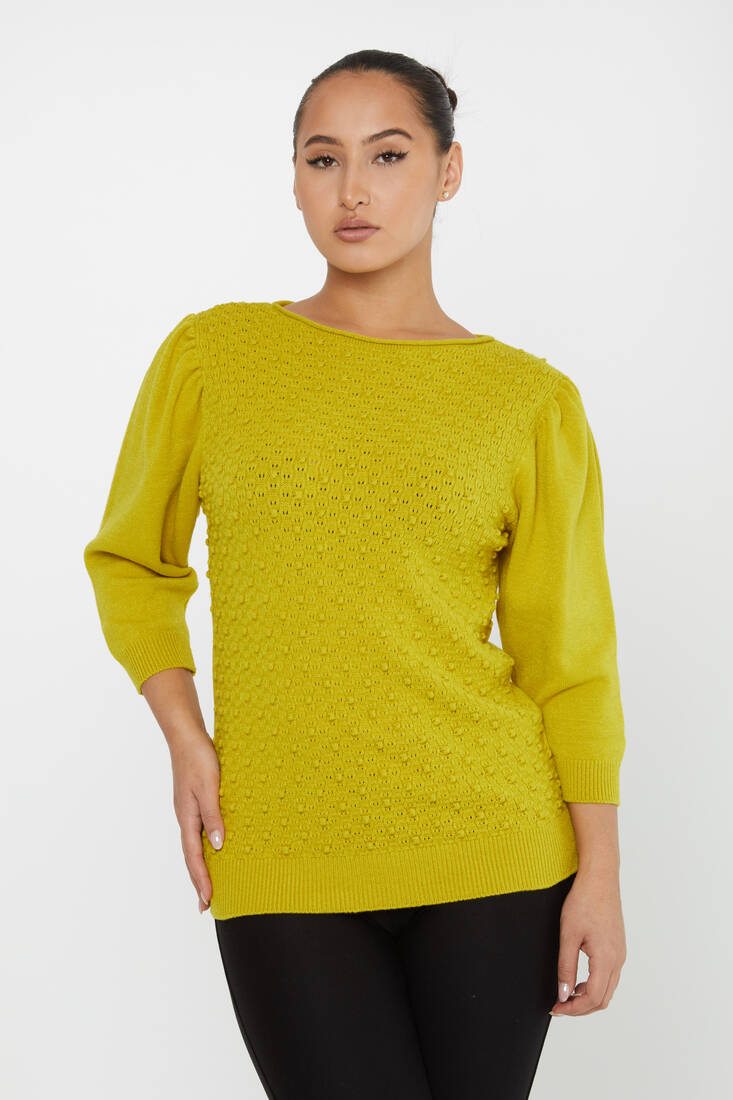 Women's Knitwear Self-Woven Mustard - 30340 | KAZEE