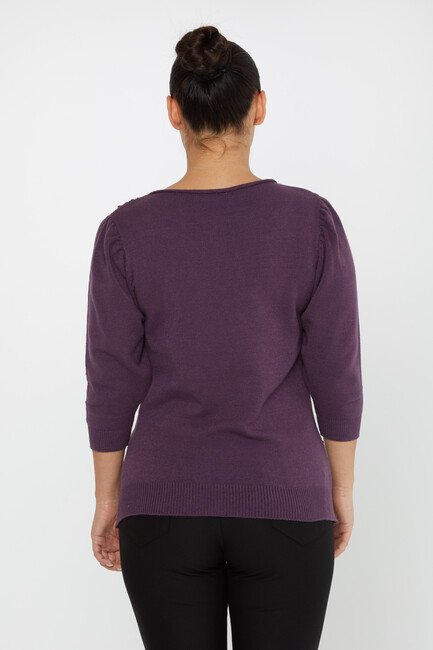 Women's Knitwear Self-Woven Purple - 30340 | KAZEE - Thumbnail