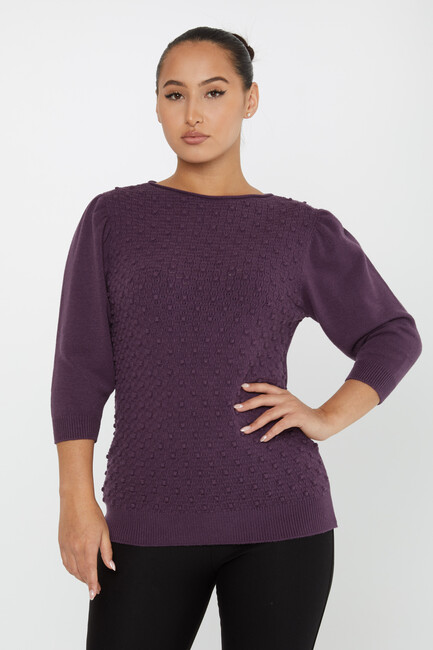 Women's Knitwear Self-Woven Purple - 30340 | KAZEE - Thumbnail