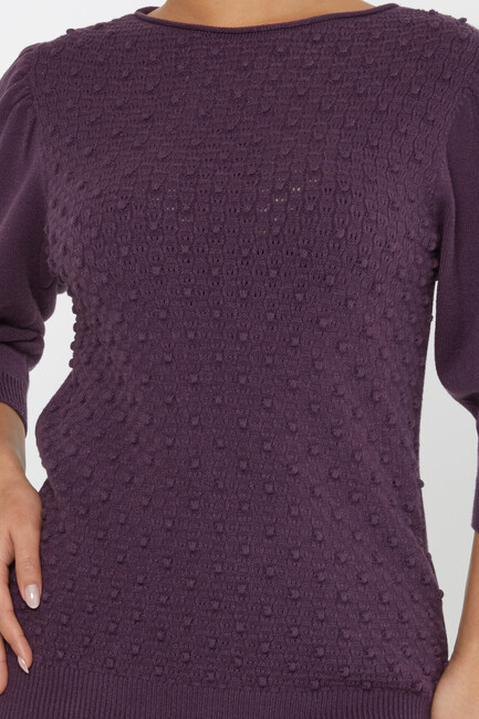 Women's Knitwear Self-Woven Purple - 30340 | KAZEE - Thumbnail