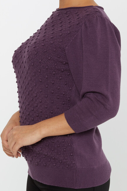 Women's Knitwear Self-Woven Purple - 30340 | KAZEE - Thumbnail