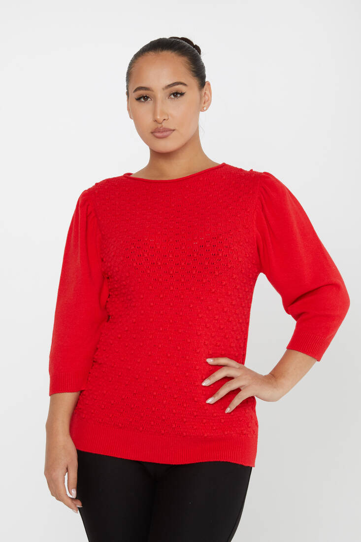 Women's Knitwear Self-Woven Red - 30340 | KAZEE