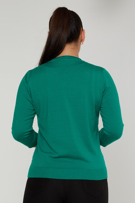 Women's Knitwear Self-Woven Emerald - 31239 | KAZEE - Thumbnail