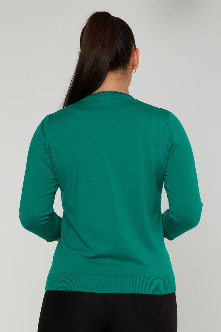 Women's Knitwear Self-Woven Emerald - 31239 | KAZEE