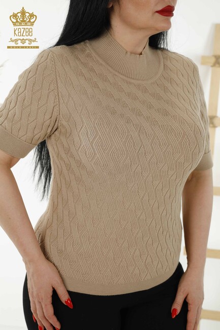 Women's Knitwear Short Sleeve Beige - 16181 | KAZEE - Thumbnail