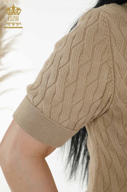 Women's Knitwear Short Sleeve Beige - 16181 | KAZEE - Thumbnail