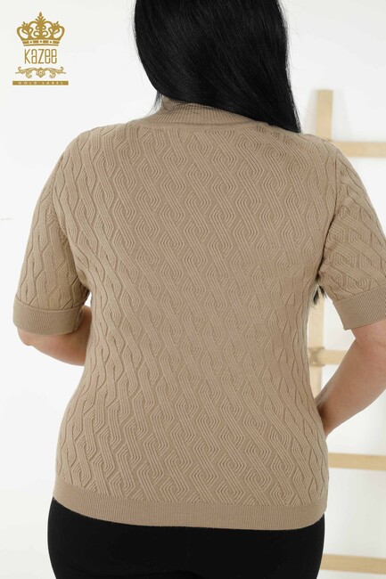 Women's Knitwear Short Sleeve Beige - 16181 | KAZEE - Thumbnail