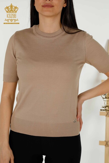 Women's Knitwear Short Sleeve Beige - 30255 | KAZEE - Thumbnail