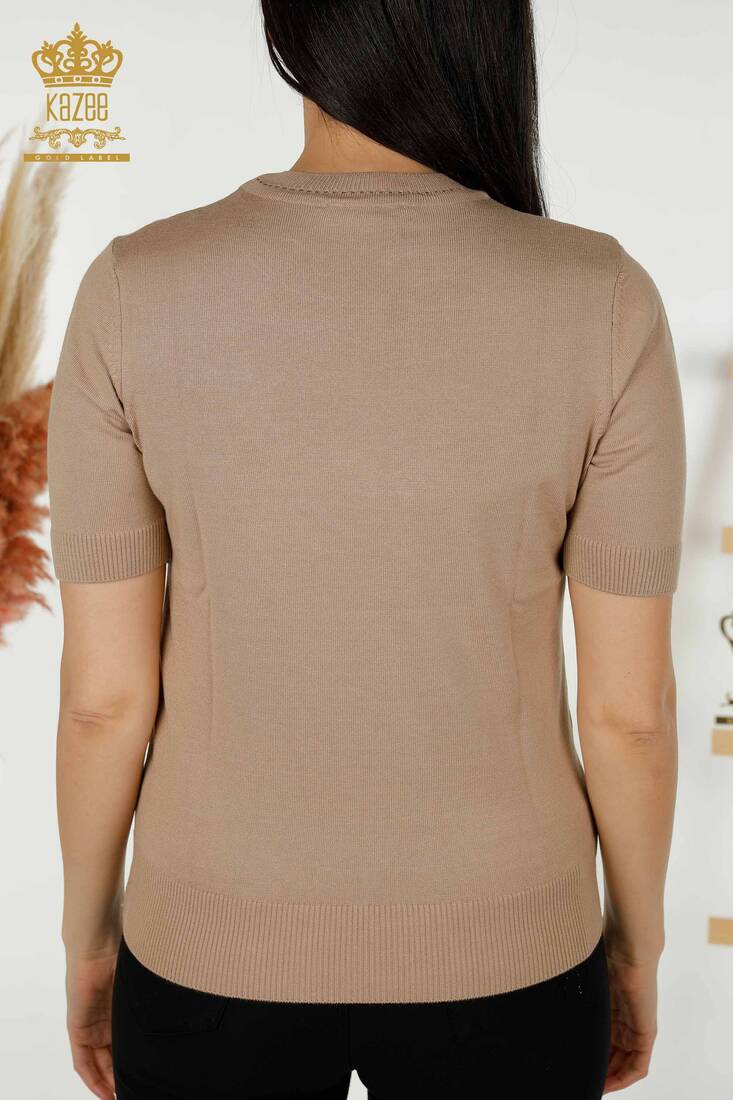 Women's Knitwear Short Sleeve Beige - 30255 | KAZEE