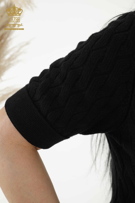 Women's Knitwear Short Sleeve Black - 16181 | KAZEE - Thumbnail