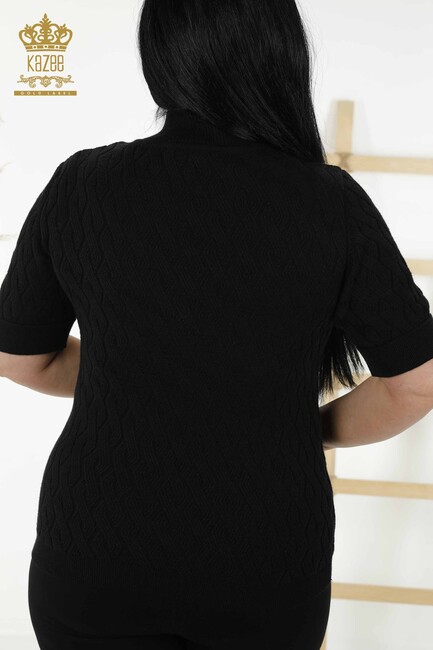 Women's Knitwear Short Sleeve Black - 16181 | KAZEE - Thumbnail