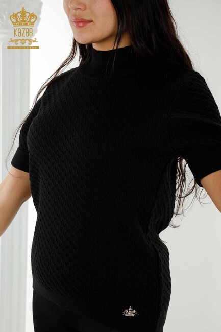 Women's Knitwear Short Sleeve Black - 30119 | KAZEE - Thumbnail