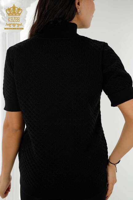 Women's Knitwear Short Sleeve Black - 30119 | KAZEE - Thumbnail