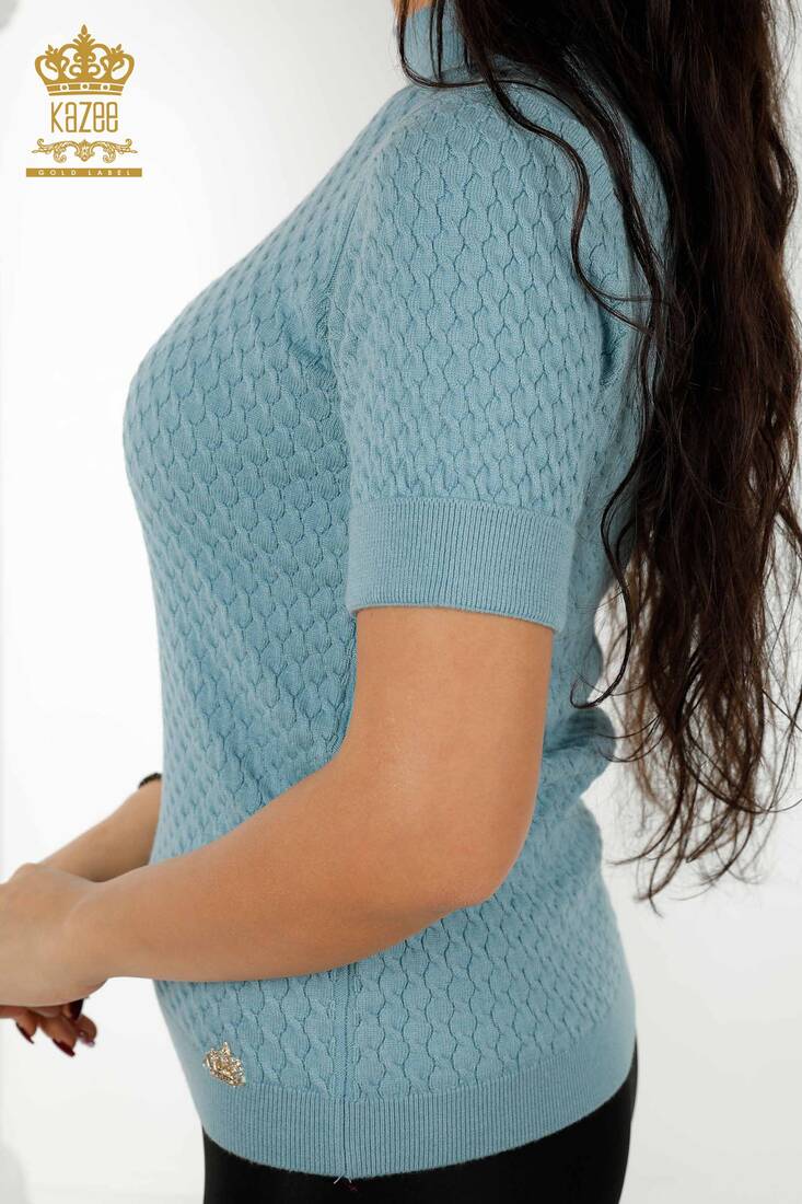 Women's Knitwear Short Sleeve Blue - 30119 | KAZEE