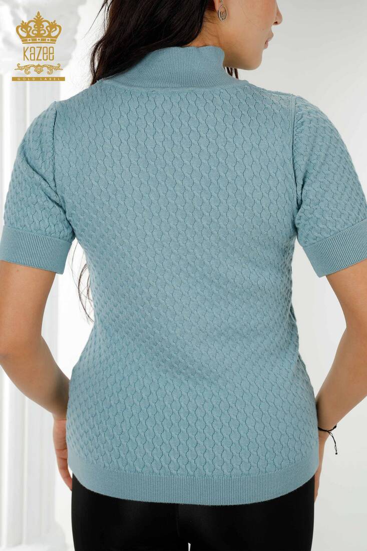 Women's Knitwear Short Sleeve Blue - 30119 | KAZEE