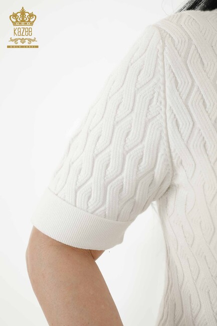 Women's Knitwear Short Sleeve Ecru - 16181 | KAZEE - Thumbnail